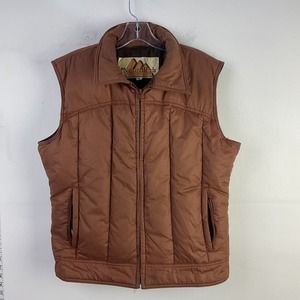 VTG Natural High Brown Zip Up Goose Down Puffer Vest Mens M